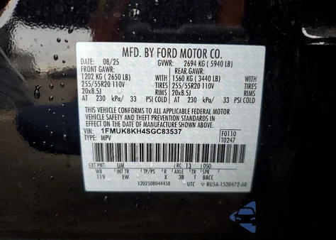 2025 Ford Explorer St-Line z USA, uszkodzony, nr VIN 1FMUK8KH4SGC83537